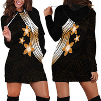 Polynesian Hoodie Dress With Plumeria Flower Gold LT6 - Wonder Print Shop