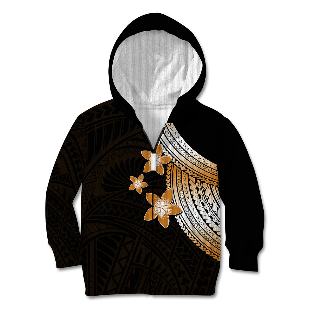Polynesian Kid Hoodie With Plumeria Flower Gold LT6 - Wonder Print Shop