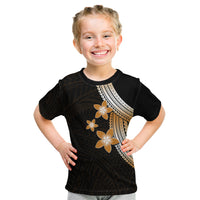 Polynesian Kid T Shirt With Plumeria Flower Gold LT6 - Wonder Print Shop