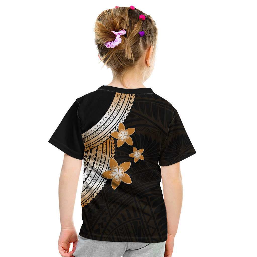 Polynesian Kid T Shirt With Plumeria Flower Gold LT6 - Wonder Print Shop