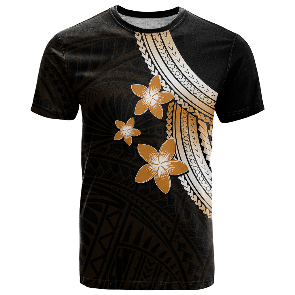 Polynesian T Shirt With Plumeria Flower Gold LT6 - Wonder Print Shop