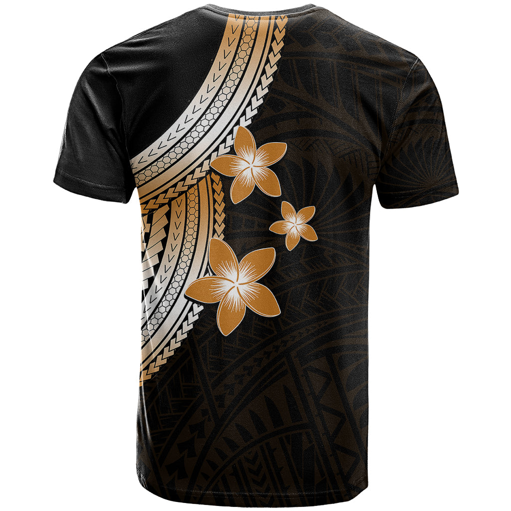 Polynesian T Shirt With Plumeria Flower Gold LT6 - Wonder Print Shop