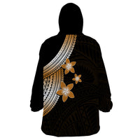 Polynesian Wearable Blanket Hoodie With Plumeria Flower Gold LT6 - Wonder Print Shop