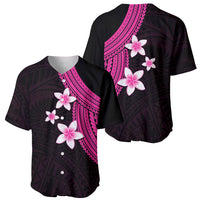 Polynesian Baseball Jersey With Plumeria Flower Pink LT6 - Wonder Print Shop