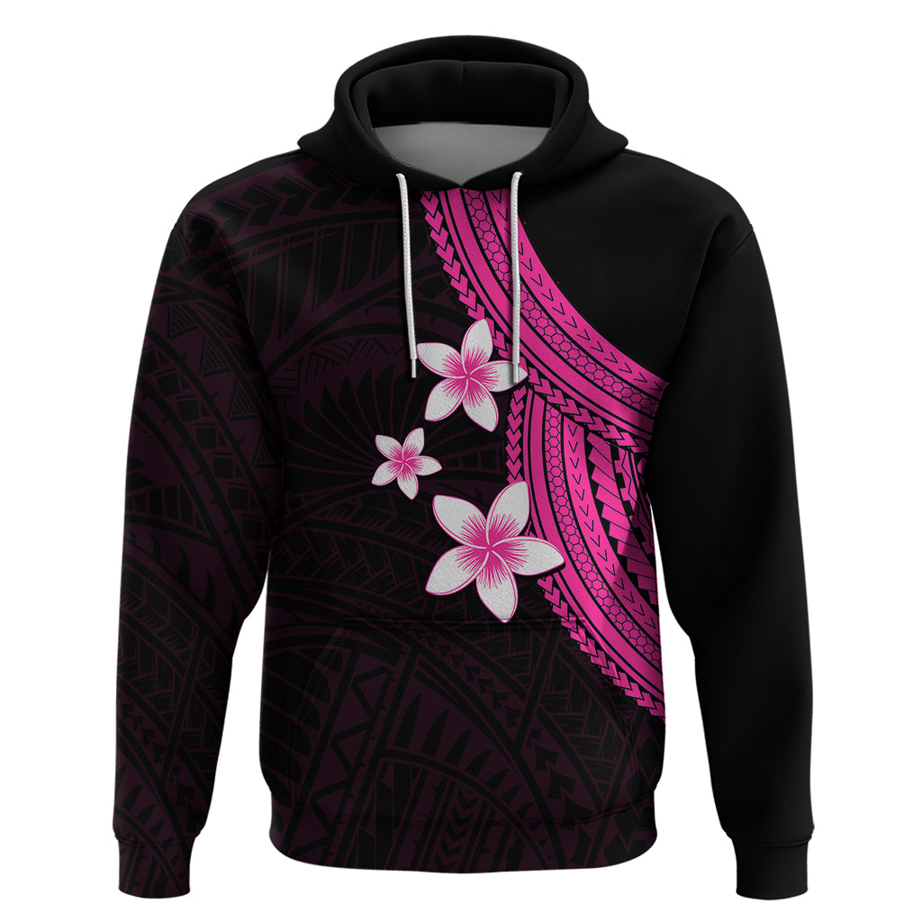 Polynesian Hoodie With Plumeria Flower Pink LT6 - Wonder Print Shop