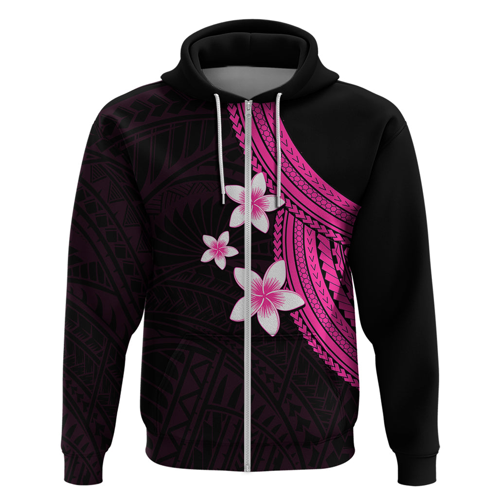 Polynesian Hoodie With Plumeria Flower Pink LT6 - Wonder Print Shop