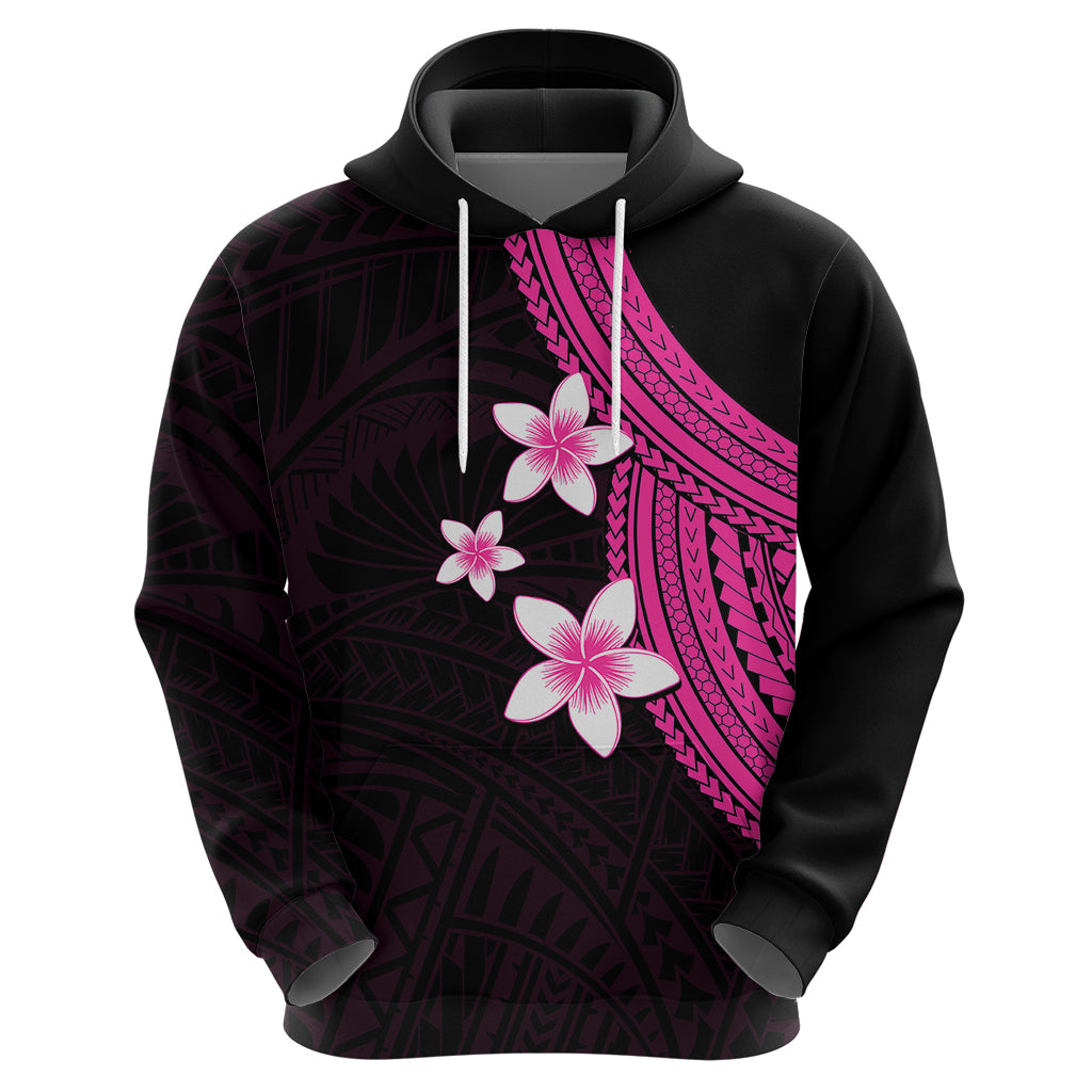 Polynesian Hoodie With Plumeria Flower Pink LT6 - Wonder Print Shop