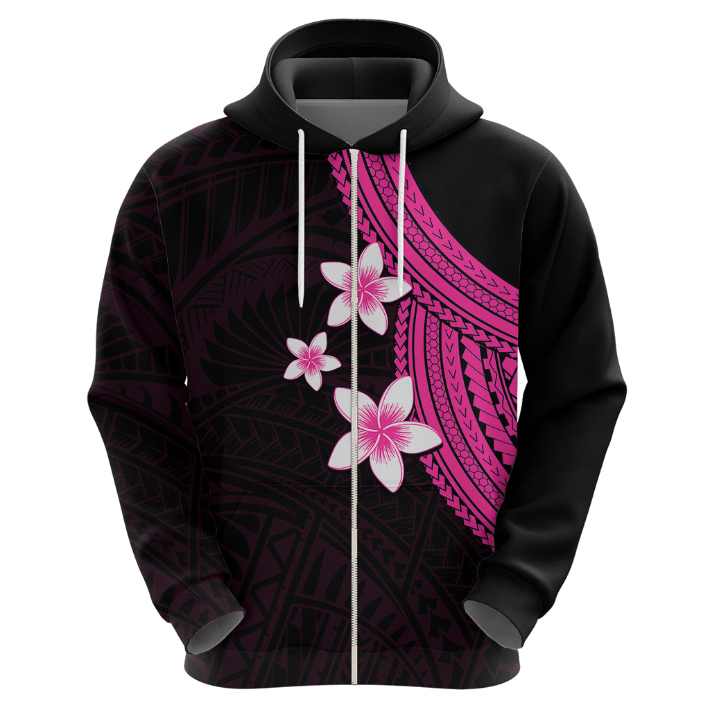 Polynesian Hoodie With Plumeria Flower Pink LT6 - Wonder Print Shop