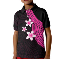 Polynesian Polo Shirt for Kid With Plumeria Flower Pink LT6 - Wonder Print Shop