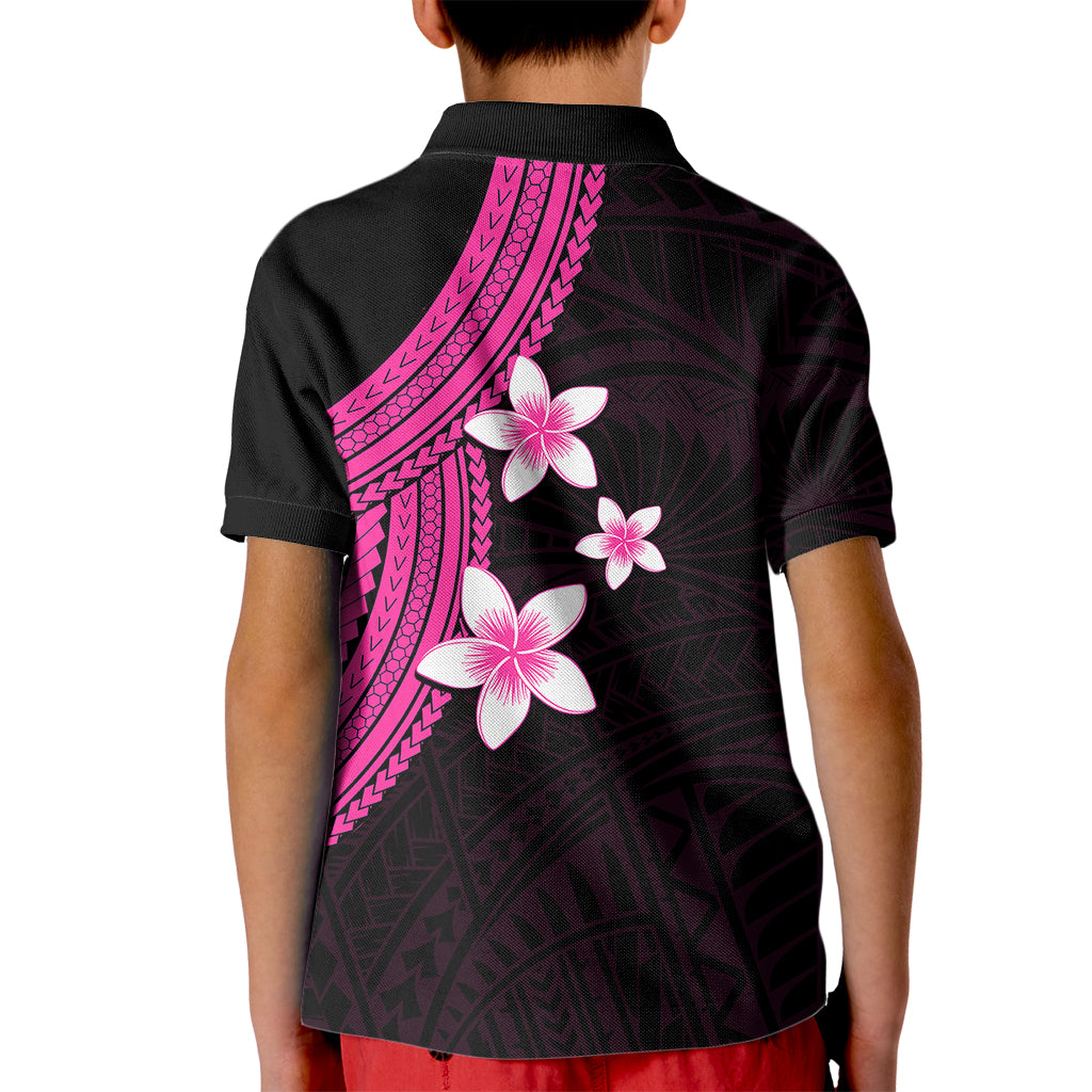 Polynesian Polo Shirt for Kid With Plumeria Flower Pink LT6 - Wonder Print Shop