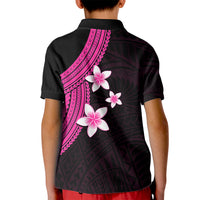 Polynesian Polo Shirt for Kid With Plumeria Flower Pink LT6 - Wonder Print Shop