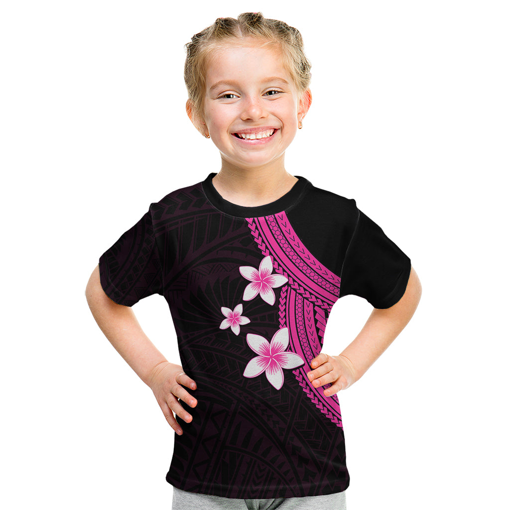 Polynesian Kid T Shirt With Plumeria Flower Pink LT6 - Wonder Print Shop