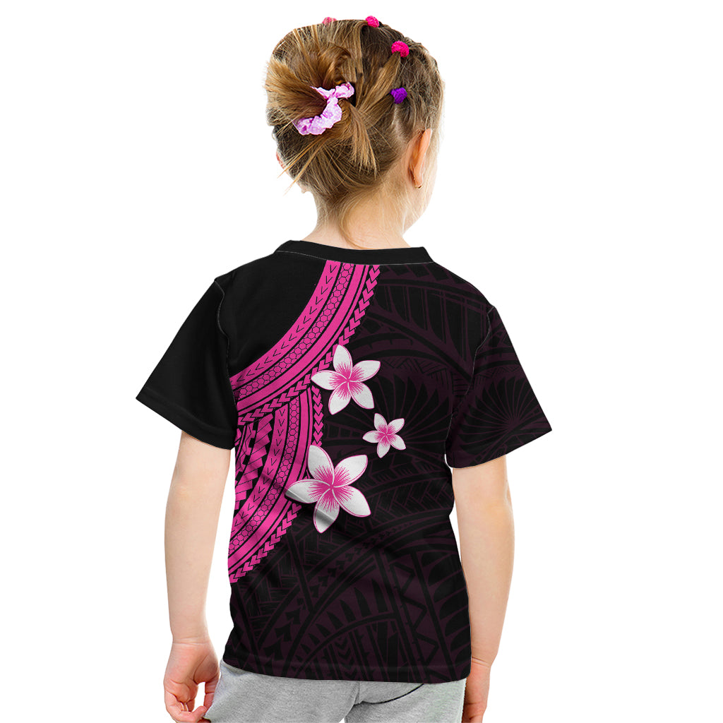 Polynesian Kid T Shirt With Plumeria Flower Pink LT6 - Wonder Print Shop