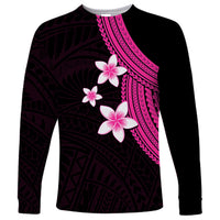 Polynesian Long Sleeve Shirt With Plumeria Flower Pink LT6 - Wonder Print Shop
