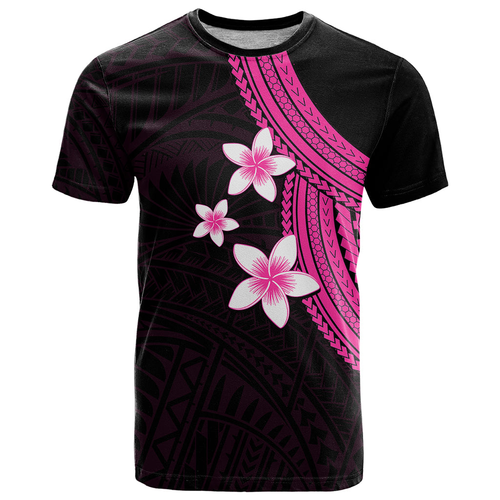 Polynesian T Shirt With Plumeria Flower Pink LT6 - Wonder Print Shop