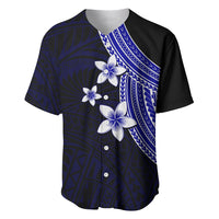 Polynesian Baseball Jersey With Plumeria Flower Blue LT6 - Wonder Print Shop