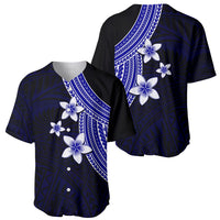 Polynesian Baseball Jersey With Plumeria Flower Blue LT6 - Wonder Print Shop