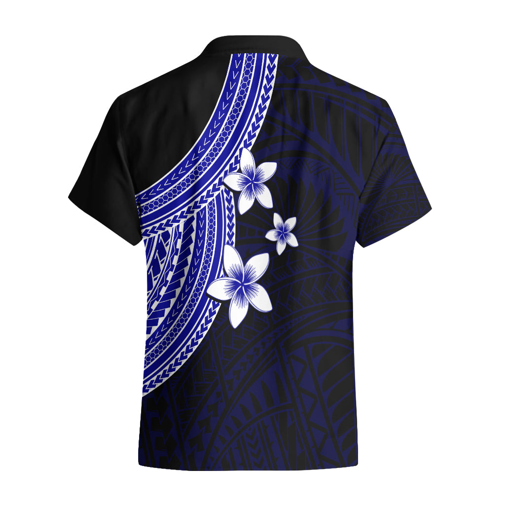 Polynesian Hawaiian Shirt With Plumeria Flower Blue LT6 - Wonder Print Shop