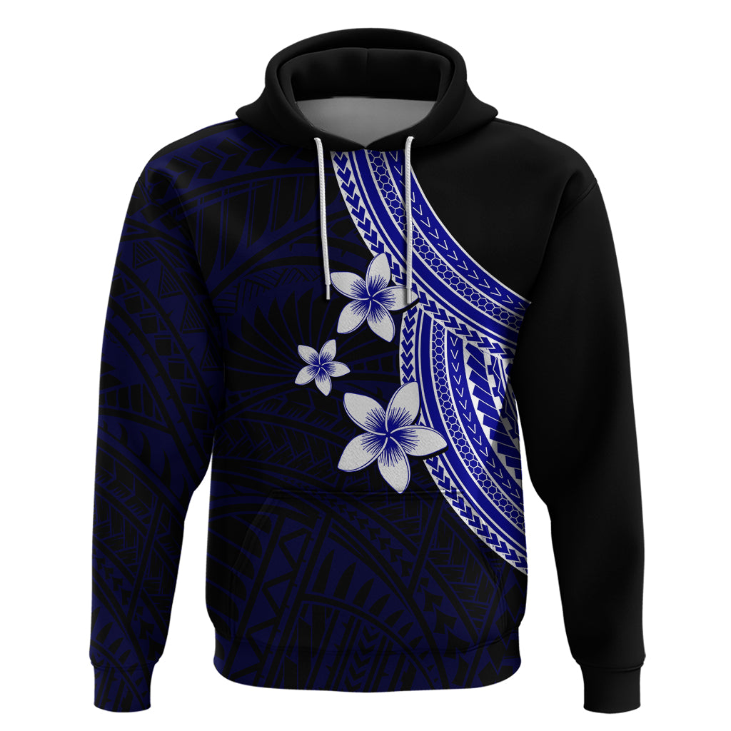 Polynesian Hoodie With Plumeria Flower Blue LT6 - Wonder Print Shop