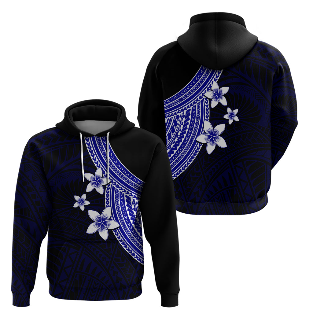 Polynesian Hoodie With Plumeria Flower Blue LT6 - Wonder Print Shop