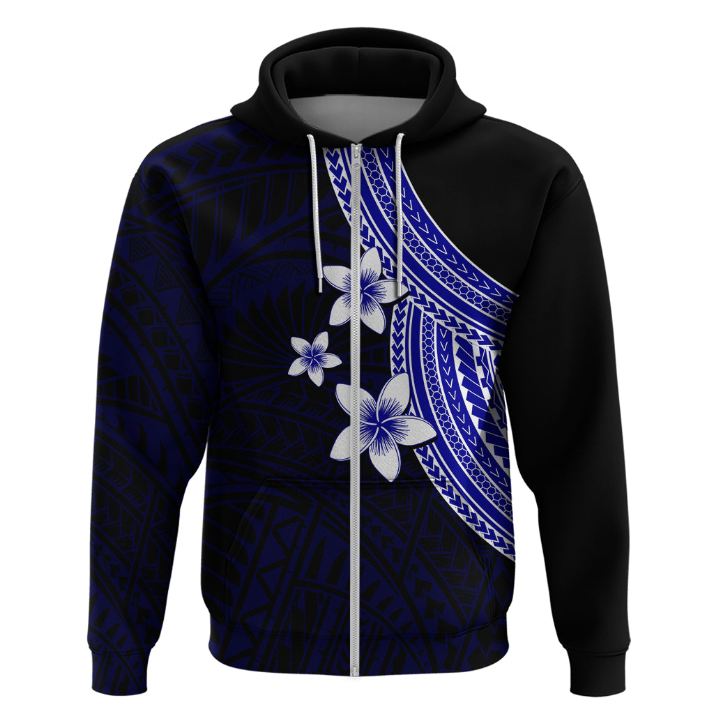 Polynesian Hoodie With Plumeria Flower Blue LT6 - Wonder Print Shop