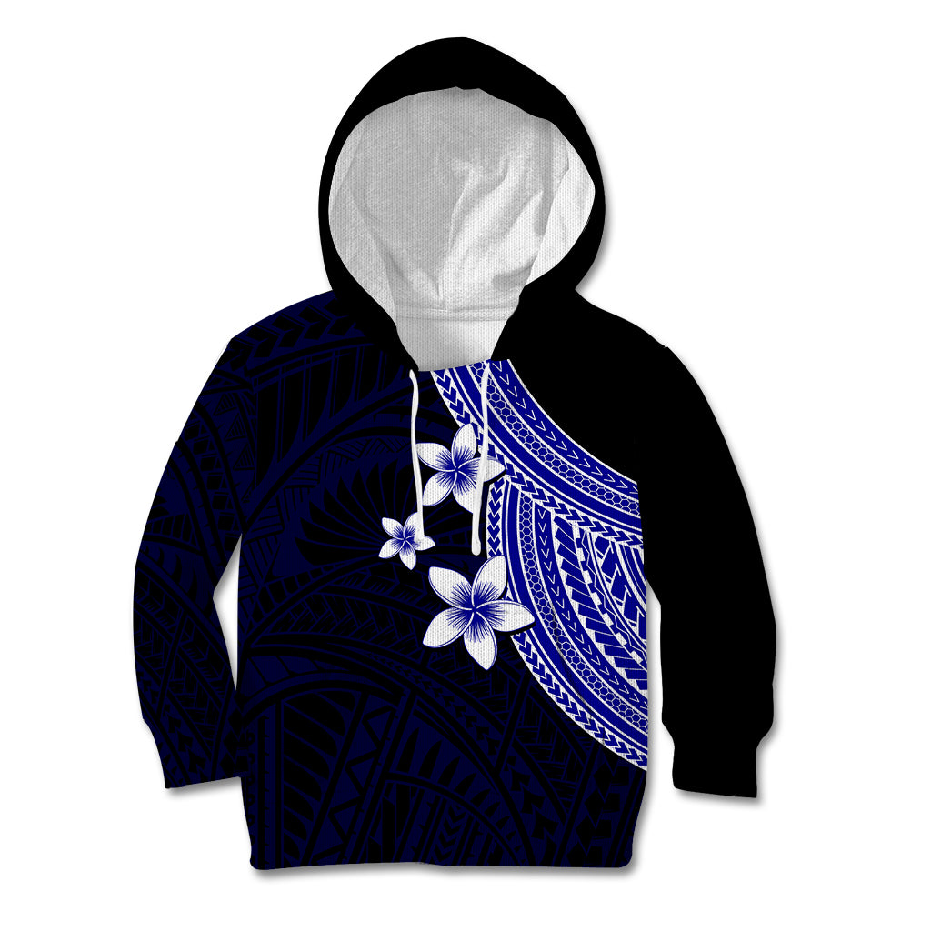 Polynesian Kid Hoodie With Plumeria Flower Blue LT6 - Wonder Print Shop