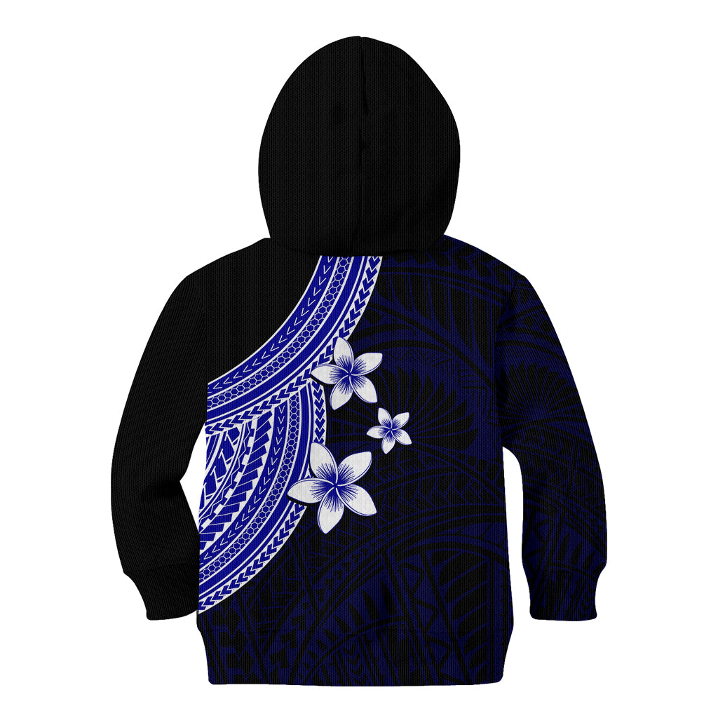Polynesian Kid Hoodie With Plumeria Flower Blue LT6 - Wonder Print Shop