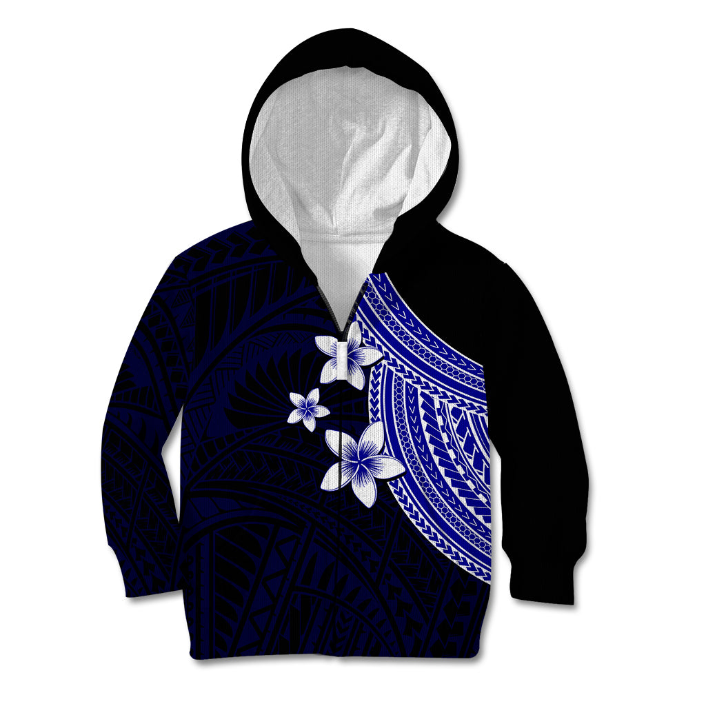 Polynesian Kid Hoodie With Plumeria Flower Blue LT6 - Wonder Print Shop