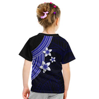 Polynesian Kid T Shirt With Plumeria Flower Blue LT6 - Wonder Print Shop