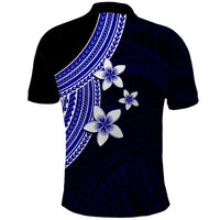 Polynesian Polo Shirt With Plumeria Flower Blue LT6 - Wonder Print Shop