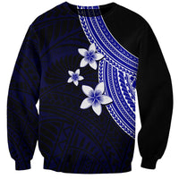 Polynesian Sweatshirt With Plumeria Flower Blue LT6 - Wonder Print Shop