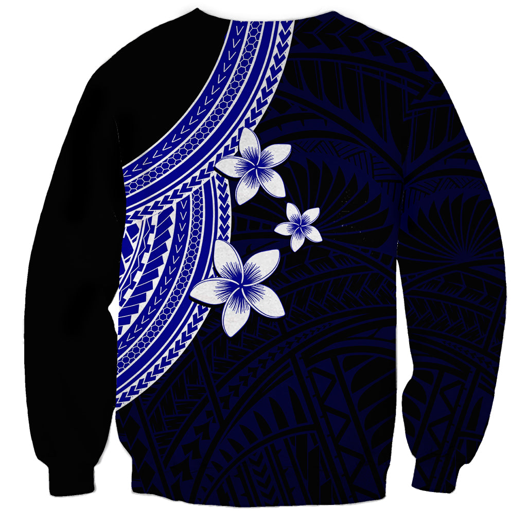 Polynesian Sweatshirt With Plumeria Flower Blue LT6 - Wonder Print Shop