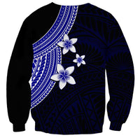 Polynesian Sweatshirt With Plumeria Flower Blue LT6 - Wonder Print Shop