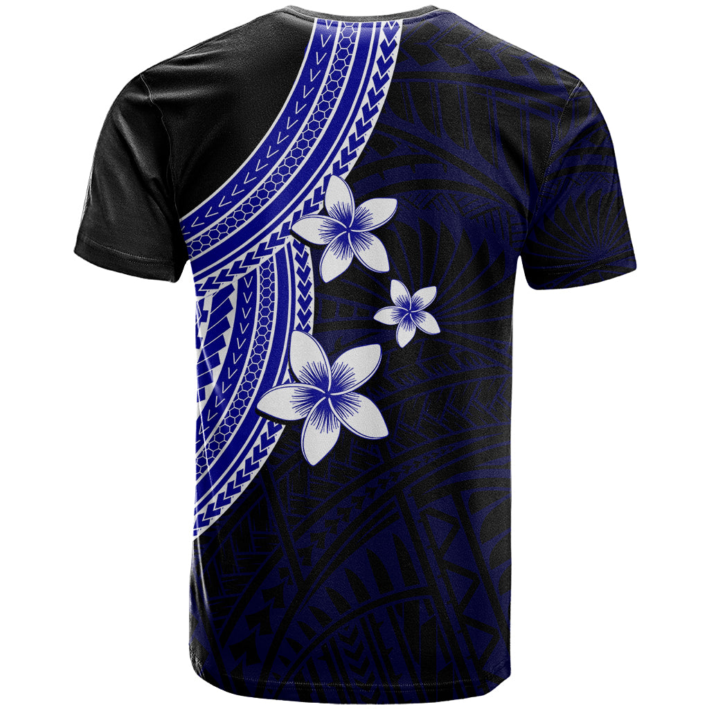 Polynesian T Shirt With Plumeria Flower Blue LT6 - Wonder Print Shop