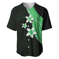 Polynesian Baseball Jersey With Plumeria Flower Green LT6 - Wonder Print Shop