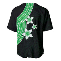 Polynesian Baseball Jersey With Plumeria Flower Green LT6 - Wonder Print Shop