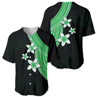 Polynesian Baseball Jersey With Plumeria Flower Green LT6 - Wonder Print Shop