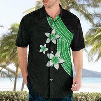 Polynesian Hawaiian Shirt With Plumeria Flower Green LT6 - Wonder Print Shop