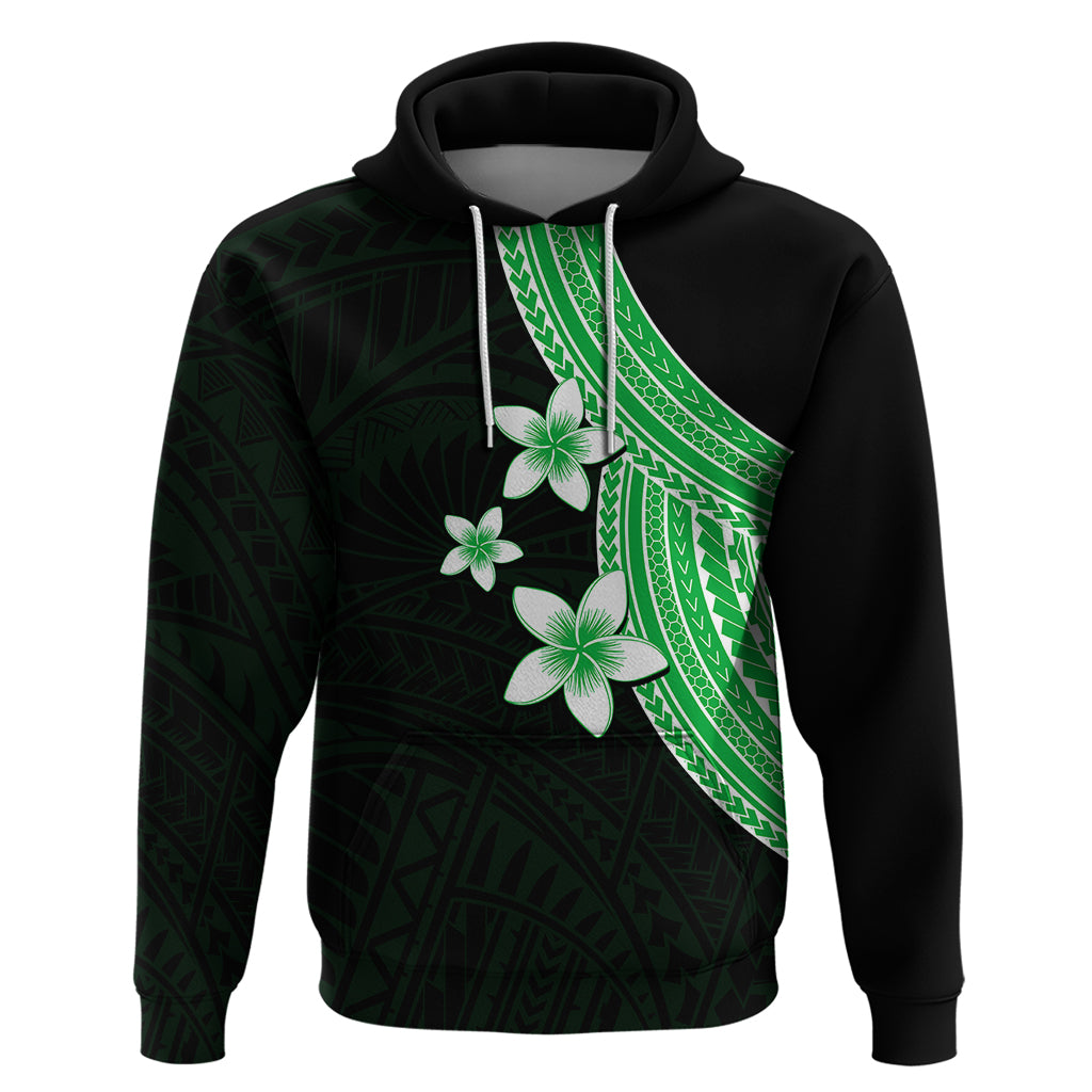 Polynesian Hoodie With Plumeria Flower Green LT6 - Wonder Print Shop