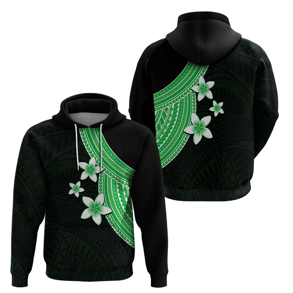 Polynesian Hoodie With Plumeria Flower Green LT6 - Wonder Print Shop