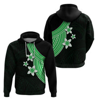Polynesian Hoodie With Plumeria Flower Green LT6 - Wonder Print Shop