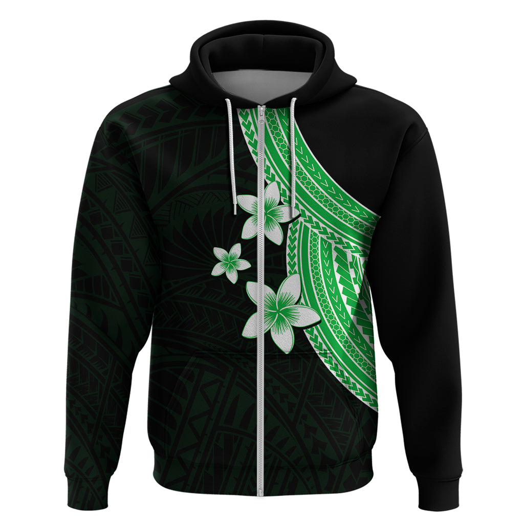 Polynesian Hoodie With Plumeria Flower Green LT6 - Wonder Print Shop