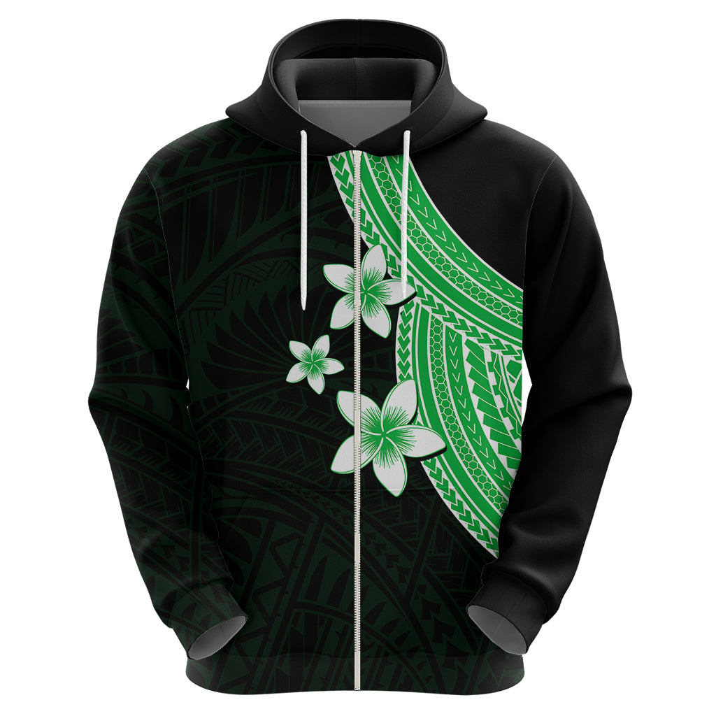 Polynesian Hoodie With Plumeria Flower Green LT6 - Wonder Print Shop