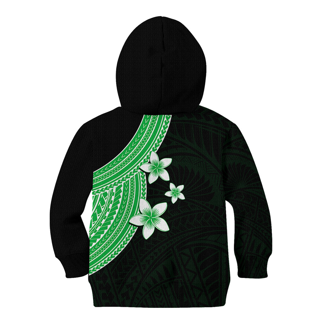 Polynesian Kid Hoodie With Plumeria Flower Green LT6 - Wonder Print Shop