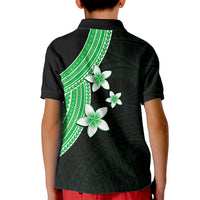 Polynesian Polo Shirt for Kid With Plumeria Flower Green LT6 - Wonder Print Shop
