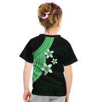 Polynesian Kid T Shirt With Plumeria Flower Green LT6 - Wonder Print Shop
