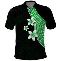 Polynesian Polo Shirt With Plumeria Flower Green LT6 - Wonder Print Shop
