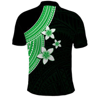 Polynesian Polo Shirt With Plumeria Flower Green LT6 - Wonder Print Shop