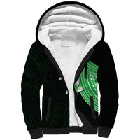 Polynesian Sherpa Hoodie With Plumeria Flower Green LT6 - Wonder Print Shop