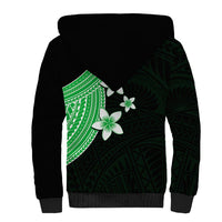 Polynesian Sherpa Hoodie With Plumeria Flower Green LT6 - Wonder Print Shop